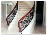Curved Decorative Stair Rail with Wood Top